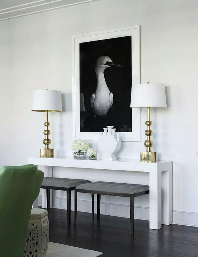 modern white console table
