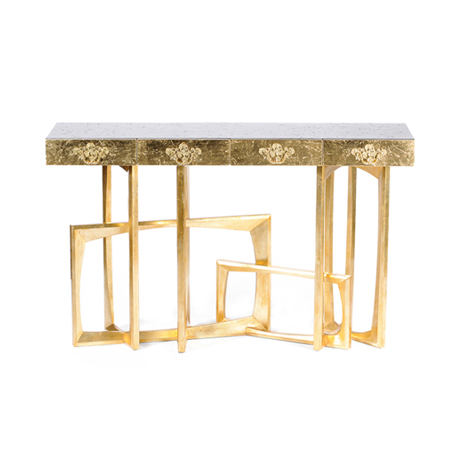 Console Tables in Metal Leaf