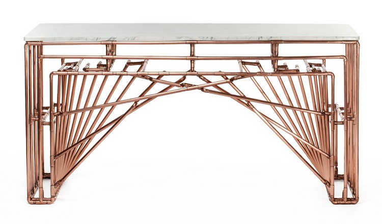 copper console tables