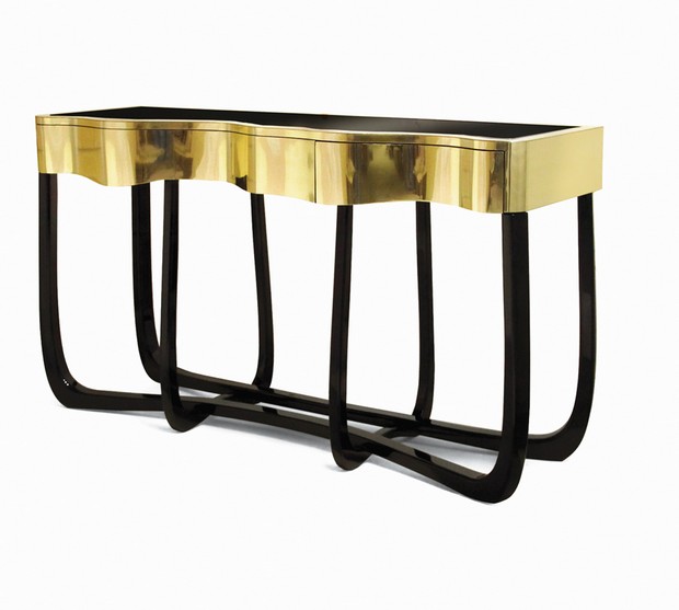 golden console tables